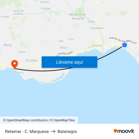 Retamar - C. Marquesa to Balanegra map