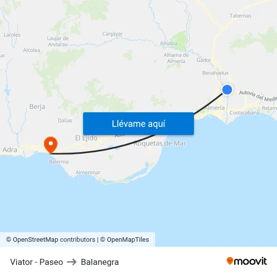 Viator - Paseo to Balanegra map