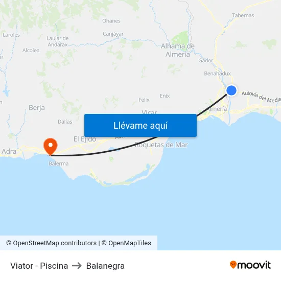 Viator - Piscina to Balanegra map