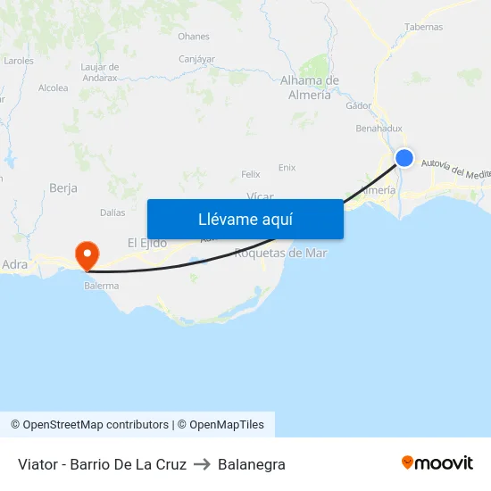 Viator - Barrio De La Cruz to Balanegra map