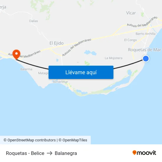 Roquetas - Belice to Balanegra map