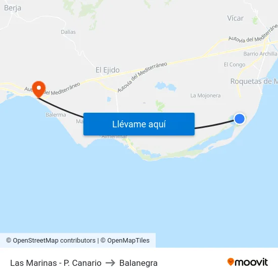 Las Marinas - P. Canario to Balanegra map