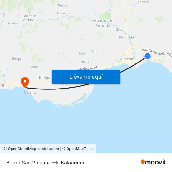 Barrio San Vicente to Balanegra map