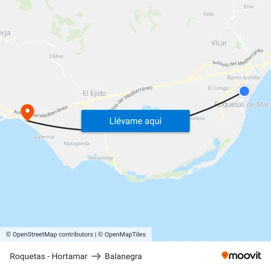 Roquetas - Hortamar to Balanegra map