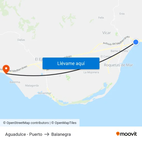 Aguadulce - Puerto to Balanegra map