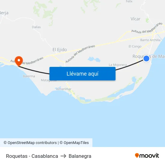 Roquetas - Casablanca to Balanegra map