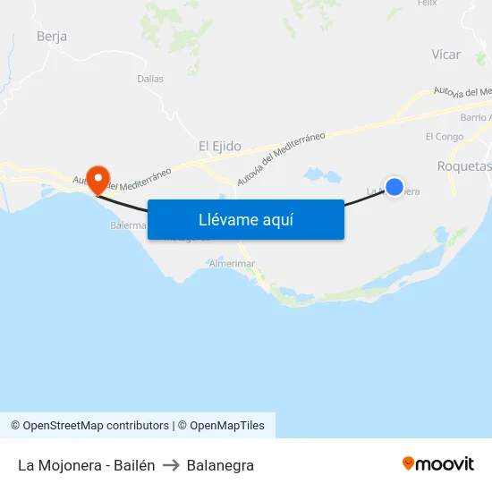 La Mojonera - Bailén to Balanegra map