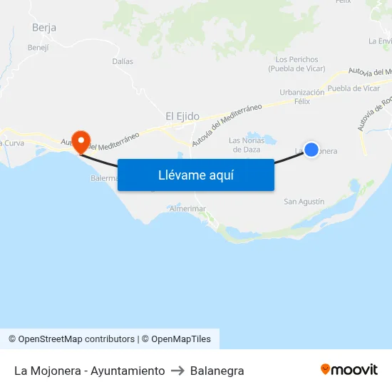 La Mojonera - Ayuntamiento to Balanegra map