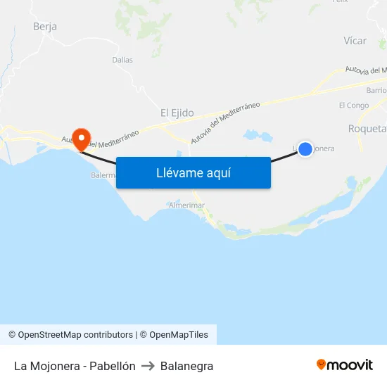 La Mojonera - Pabellón to Balanegra map