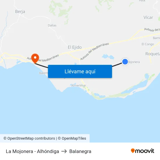 La Mojonera - Alhóndiga to Balanegra map