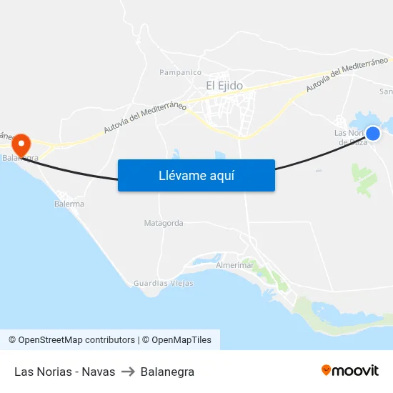 Las Norias - Navas to Balanegra map