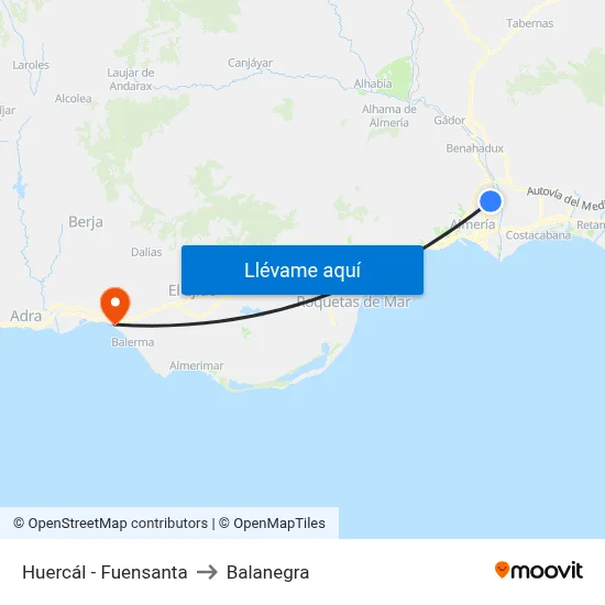 Huercál - Fuensanta to Balanegra map