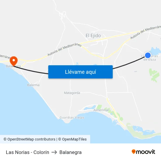 Las Norias - Colorín to Balanegra map