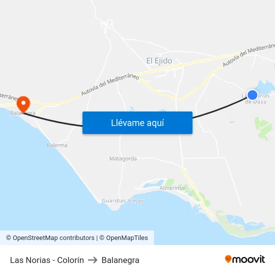 Las Norias - Colorín to Balanegra map