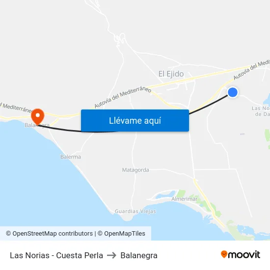 Las Norias - Cuesta Perla to Balanegra map