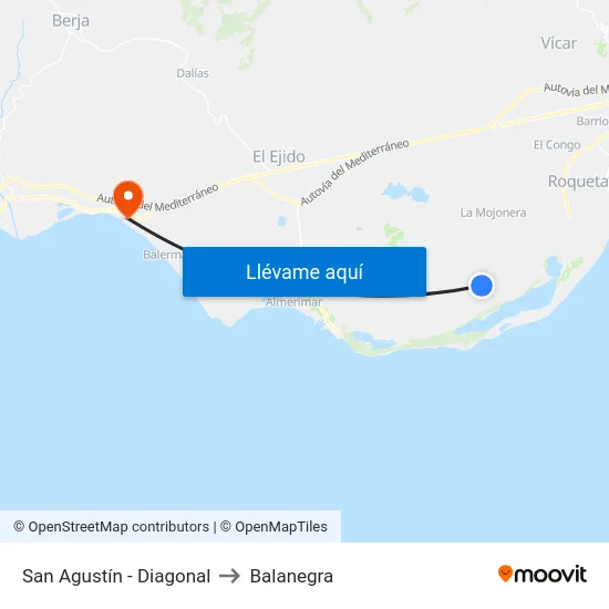 San Agustín - Diagonal to Balanegra map