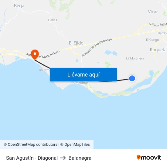 San Agustín - Diagonal to Balanegra map