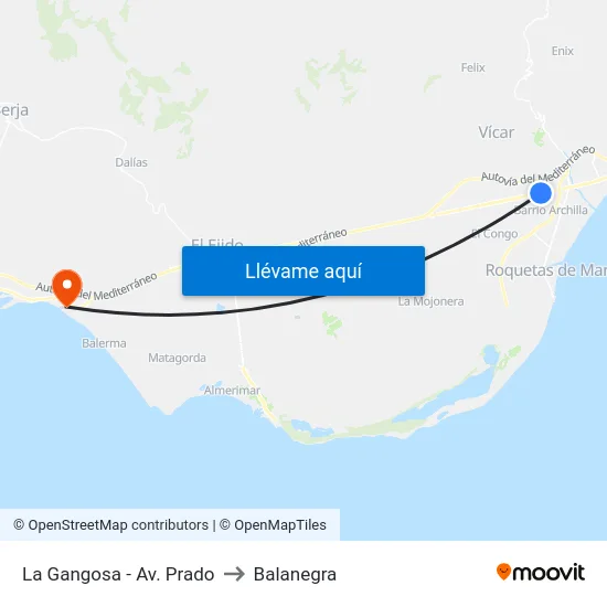 La Gangosa - Av. Prado to Balanegra map