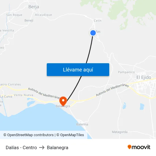 Dalías - Centro to Balanegra map