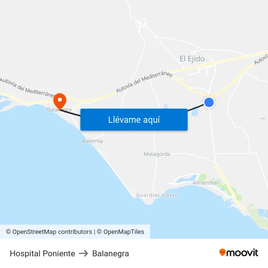 Hospital Poniente to Balanegra map