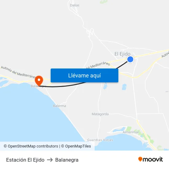 Estación El Ejido to Balanegra map