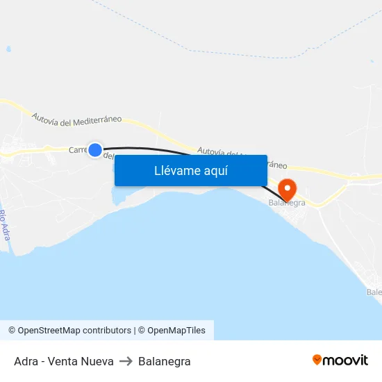 Adra - Venta Nueva to Balanegra map