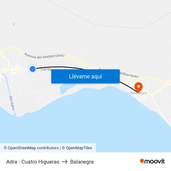 Adra - Cuatro Higueras to Balanegra map