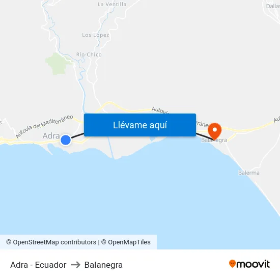 Adra - Ecuador to Balanegra map