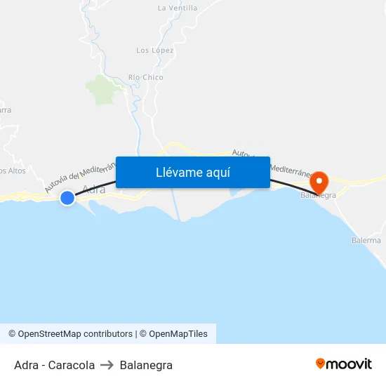 Adra - Caracola to Balanegra map