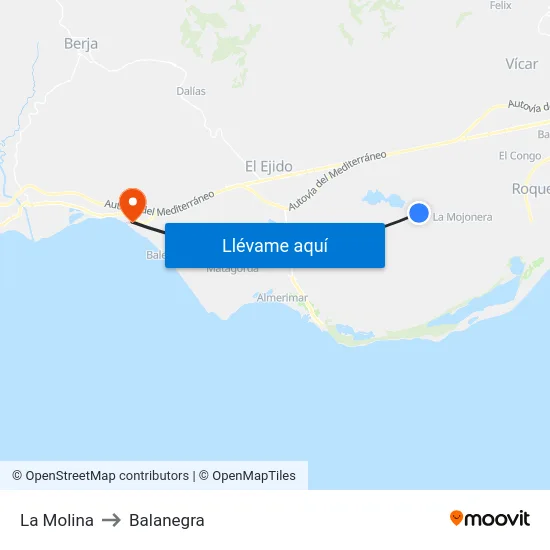 La Molina to Balanegra map