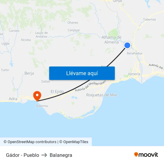 Gádor - Pueblo to Balanegra map