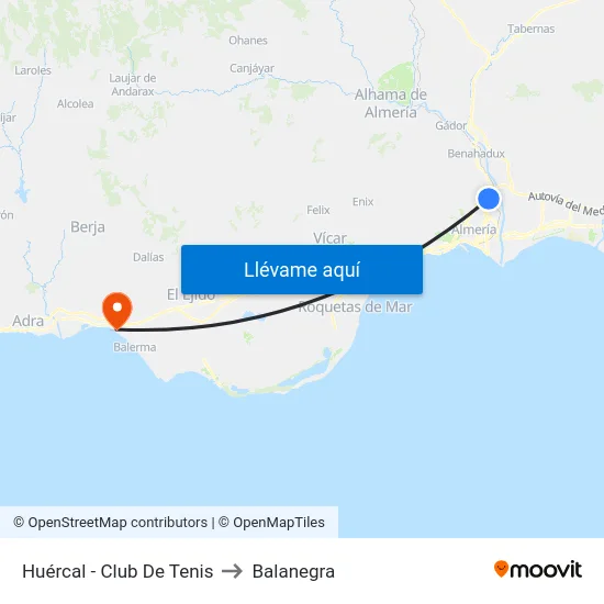 Huércal - Club De Tenis to Balanegra map