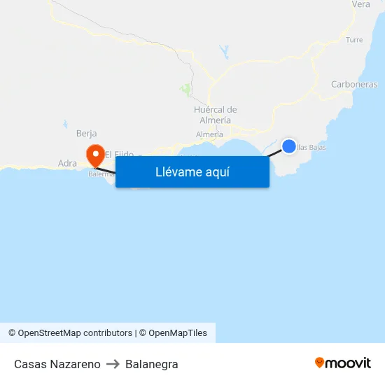 Casas Nazareno to Balanegra map
