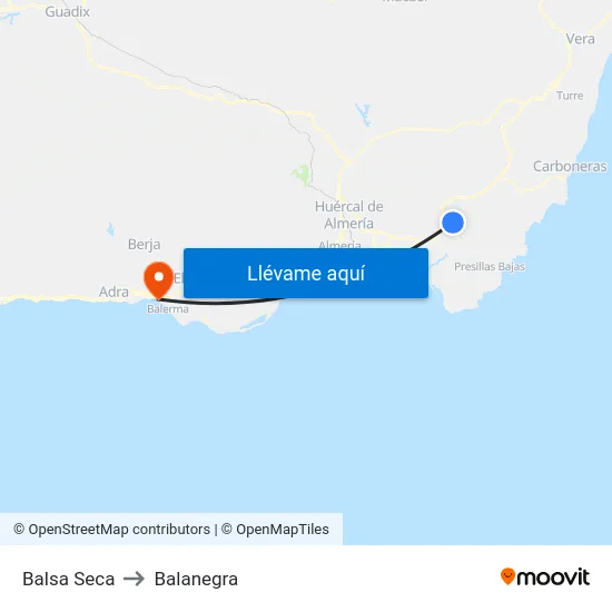 Balsa Seca to Balanegra map