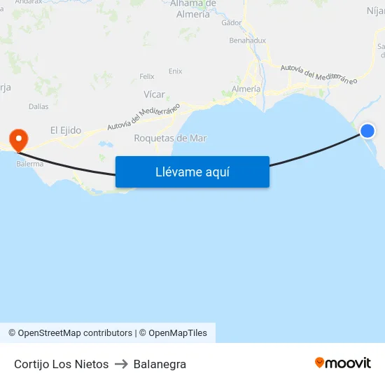 Cortijo Los Nietos to Balanegra map