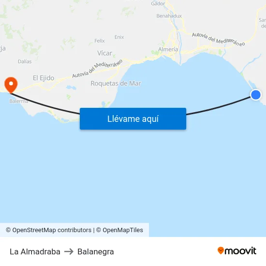 La Almadraba to Balanegra map