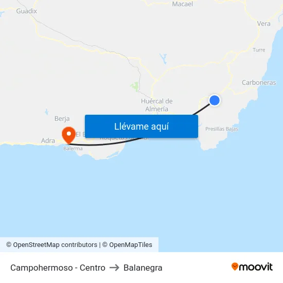Campohermoso - Centro to Balanegra map