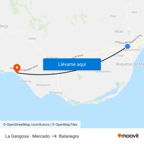 La Gangosa - Mercado to Balanegra map