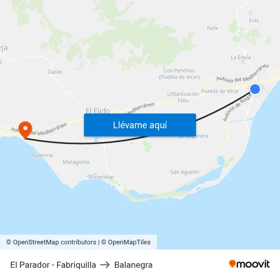 El Parador - Fabriquilla to Balanegra map