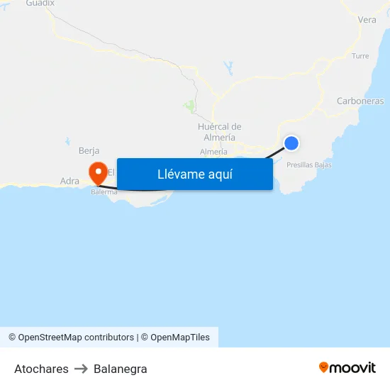 Atochares to Balanegra map