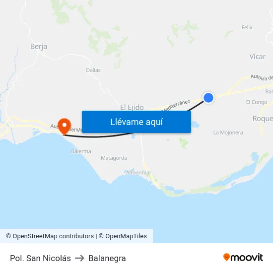 Pol. San Nicolás to Balanegra map