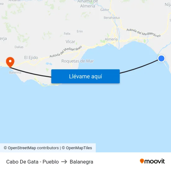 Cabo De Gata - Pueblo to Balanegra map