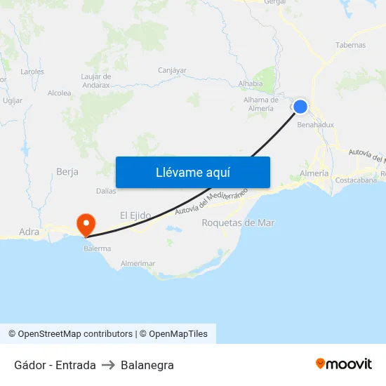 Gádor - Entrada to Balanegra map