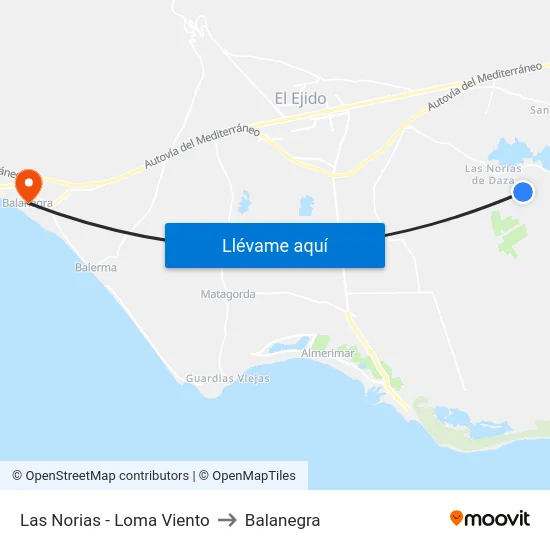 Las Norias - Loma Viento to Balanegra map