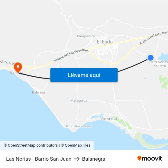 Las Norias - Barrio San Juan to Balanegra map