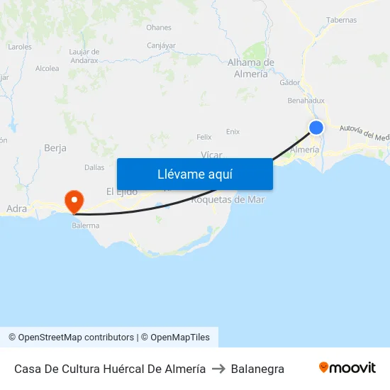 Casa De Cultura Huércal De Almería to Balanegra map