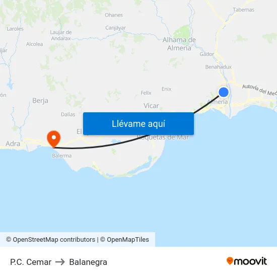 P.C. Cemar to Balanegra map