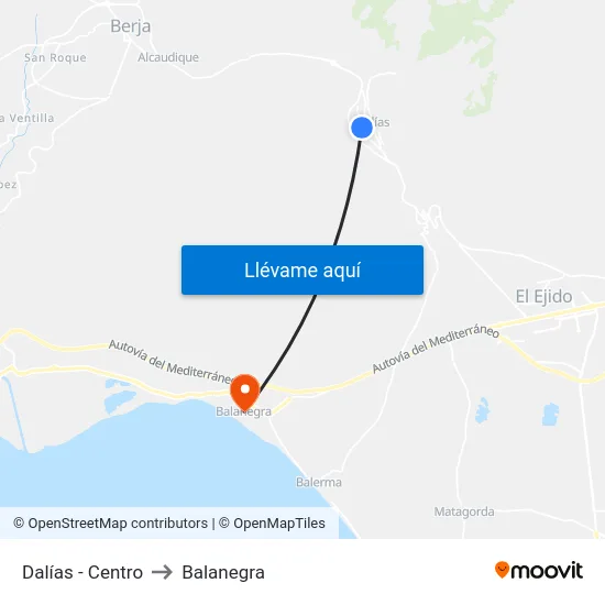Dalías - Centro to Balanegra map