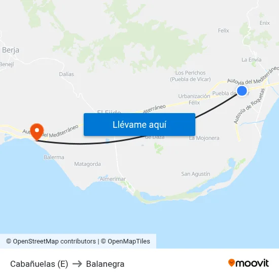 Cabañuelas (E) to Balanegra map