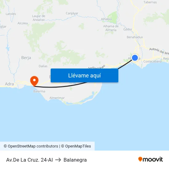 Av.De La Cruz. 24-Al to Balanegra map